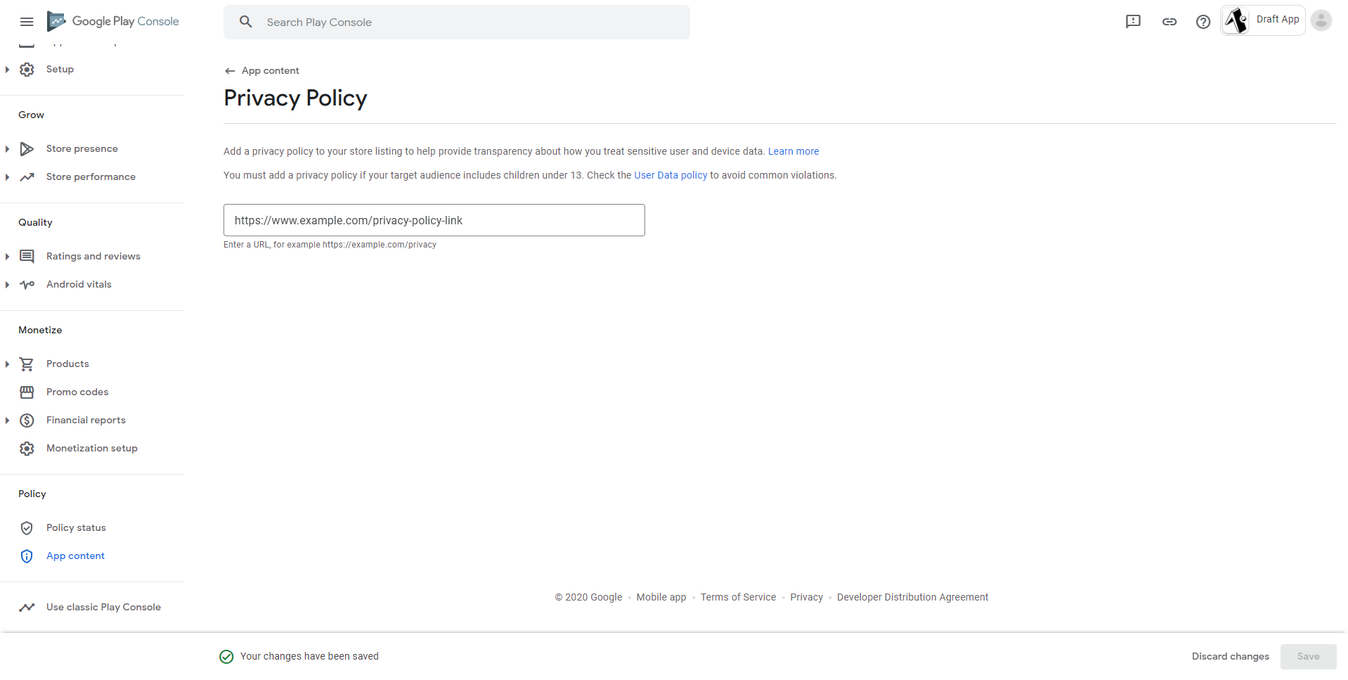 Privacy Policy Form