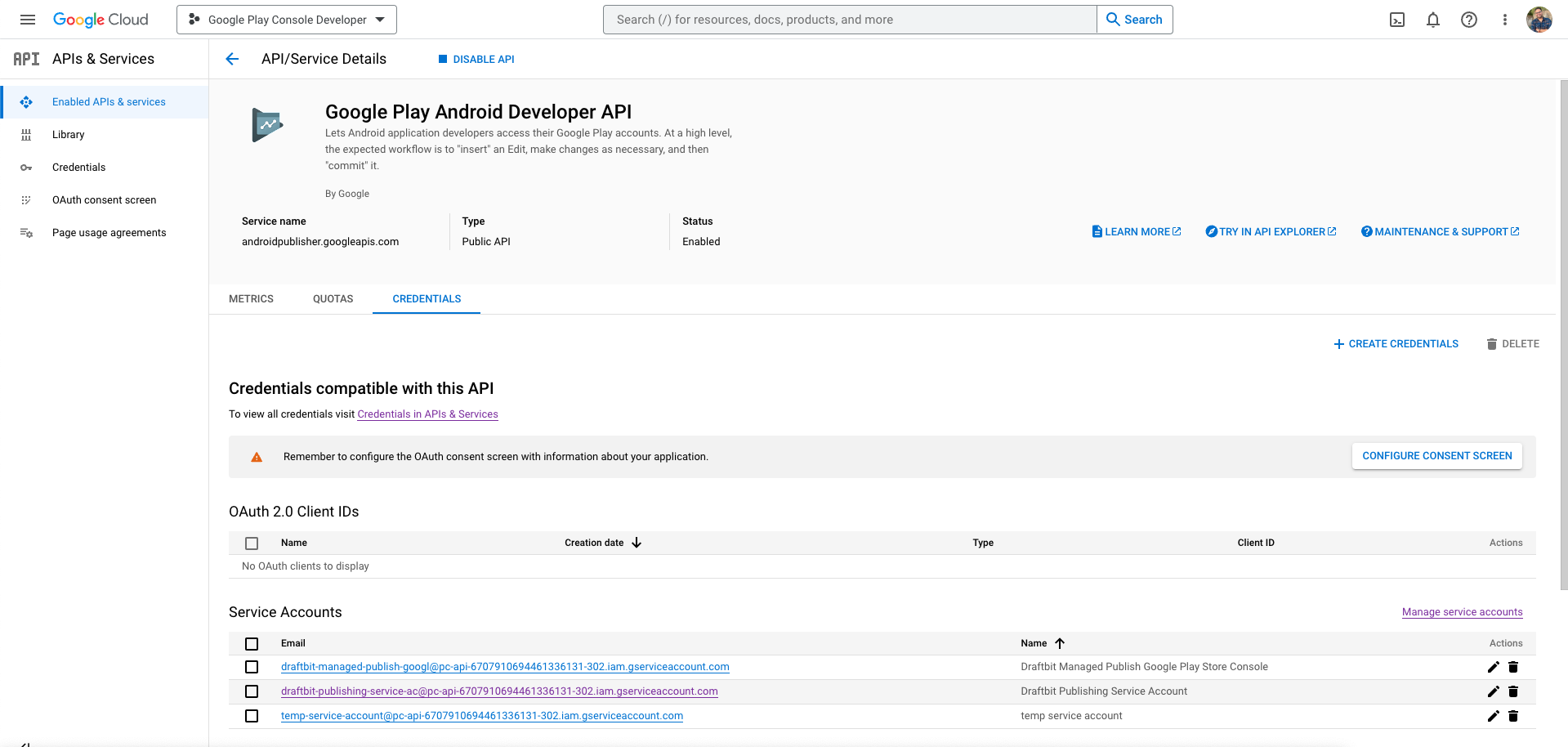 Registered Service Accounts
