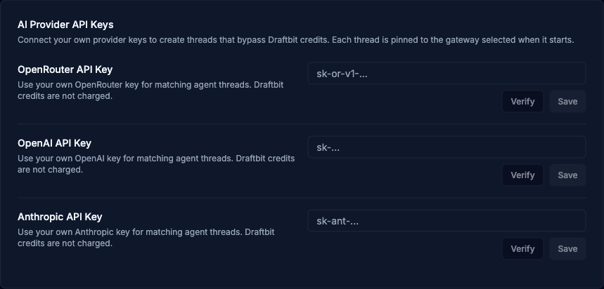 AI Provider API Keys
