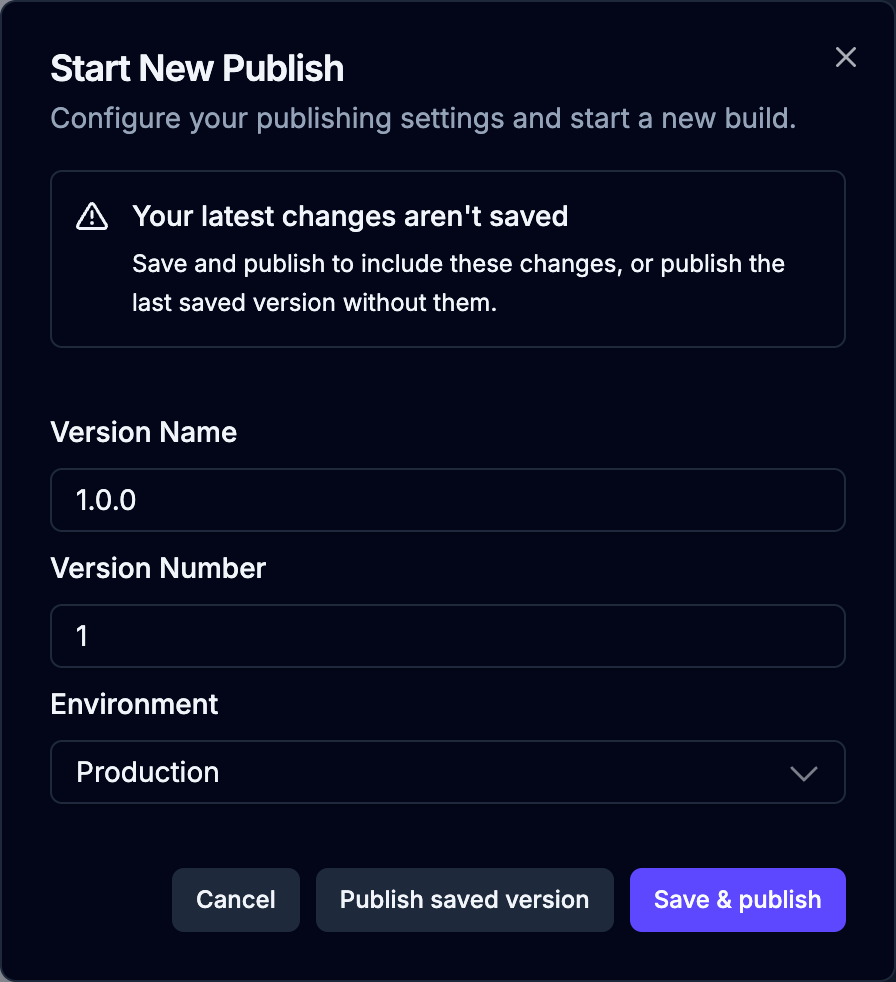 Start Android Publish