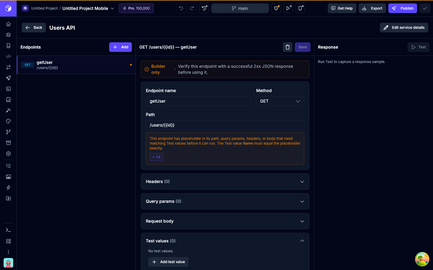 A Builder only endpoint that hasn't been tested yet